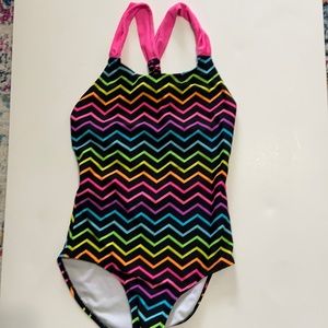 Rainbow chevron girls swimsuit